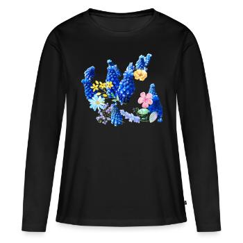 Fleurs,Fleur,Printemps,Fleurs,Jacinthes - T-shirt manches longues Premium bio Femme - noir - Devant - Julia (174cm)