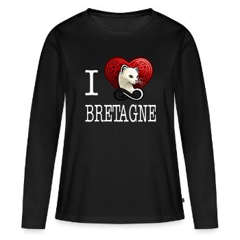Ich liebe Bretagne Hermine Charmante Light - Frauen Premium Bio Langarmshirt - Schwarz - Vorne - Julia (174cm)