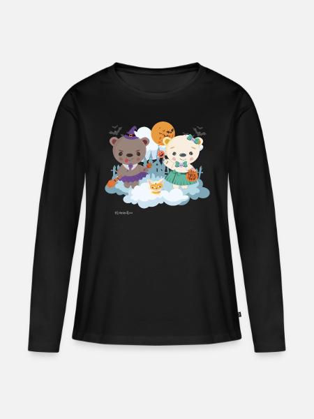 Lean & Loo Gruselige Jahreszeit - Frauen Premium Bio Langarmshirt - Schwarz