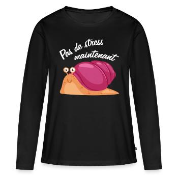 Pas de stress, un escargot qui dort. - T-shirt manches longues Premium bio Femme - noir - Devant - Julia (174cm)