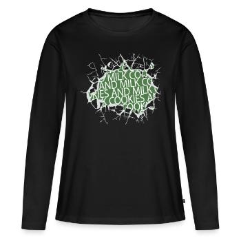 four antiraciste lait d’ours présent - T-shirt manches longues Premium bio Femme - noir - Devant - Julia (174cm)