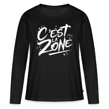 C'est la zone - T-shirt manches longues Premium bio Femme - noir - Devant - Julia (174cm)