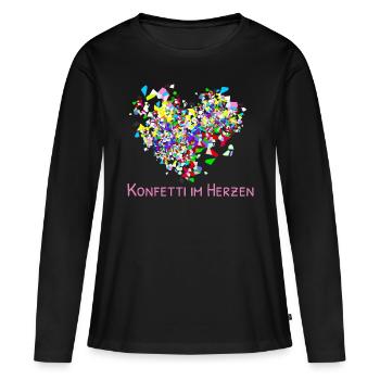 Konfetti, Herz, karneval, Konfettiherz - Frauen Premium Bio Langarmshirt - Schwarz - Vorne - Julia (174cm)