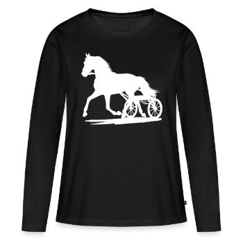 Trotter in front of sulky white - Women's Premium Organic Long Sleeve Shirt - black - Front - Julia (174cm)