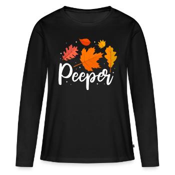 Peeper Fall Leaves Collecting Leaf Peeping - Frauen Premium Bio Langarmshirt - Schwarz - Vorne - Julia (174cm)