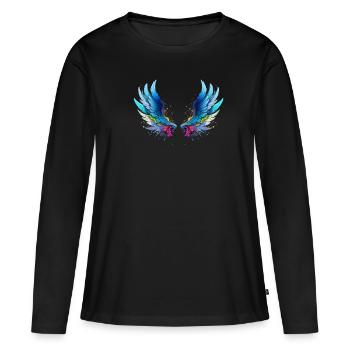 angelwings,angel,engelsflügel,flügel,bunt - Frauen Premium Bio Langarmshirt - Schwarz - Vorne - Julia (174cm)