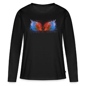 ailes d’ange, ange, ailes d’ange, ailes, coloré - T-shirt manches longues Premium bio Femme - noir - Devant - Julia (174cm)