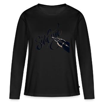 Sideeye eye side eye handschrift - Frauen Premium Bio Langarmshirt - Schwarz - Vorne - Julia (174cm)