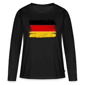 Deutschland Flagge Flagge Frieden Vintage - Frauen Premium Bio Langarmshirt - Schwarz - Vorne - Julia (174cm)