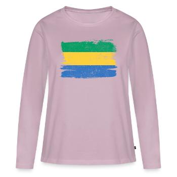 Gabon Flag Flag Peace Vintage - Women's Premium Organic Long Sleeve Shirt - dusky pink - Front - Julia (174cm)