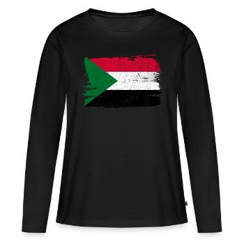 Drapeau du Soudan drapeau paix Vintage - T-shirt manches longues Premium bio Femme - noir - Devant - Julia (174cm)