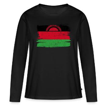 Malawi drapeau drapeau paix Vintage - T-shirt manches longues Premium bio Femme - noir - Devant - Julia (174cm)
