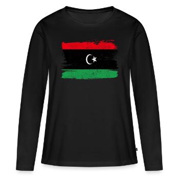 Libya Flag Flag Peace Vintage - Women's Premium Organic Long Sleeve Shirt - black - Front - Julia (174cm)