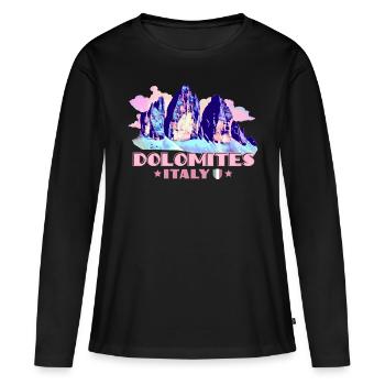 Dolomites Dolomites Souvenirs Randonnée Trois Pics - T-shirt manches longues Premium bio Femme - noir - Devant - Julia (174cm)