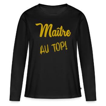 MAÎTRE. MAITRE - T-shirt manches longues Premium bio Femme - noir - Devant - Julia (174cm)