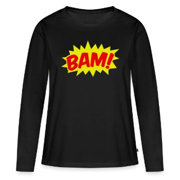 BAM Bande dessinée Bulle - T-shirt manches longues Premium bio Femme - noir - Devant - Julia (174cm)