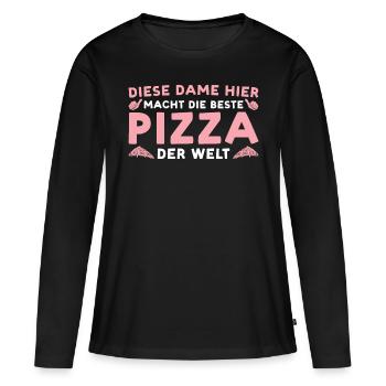 Pizza backen Beste Pizzabäckerin - Frauen Premium Bio Langarmshirt - Schwarz - Vorne - Julia (174cm)