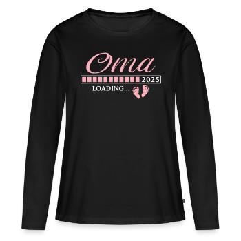 Oma 2025 loading Schwangerschaft verkünden - Frauen Premium Bio Langarmshirt - Schwarz - Vorne - Julia (174cm)