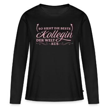 Beste Kollegin der Welt - Frauen Premium Bio Langarmshirt - Schwarz - Vorne - Julia (174cm)