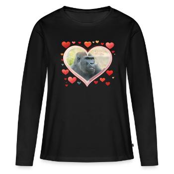 Saint-Valentin pour la vie - Design unique de cœur de gorille - T-shirt manches longues Premium bio Femme - noir - Devant - Julia (174cm)