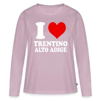 J’aime Trentin, Haut-Adige, région, Italie, ville - T-shirt manches longues Premium bio Femme - rose poudré - Devant - Julia (174cm)