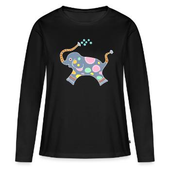 Little elephant blowing bubbles - Women's Premium Organic Long Sleeve Shirt - black - Front - Julia (174cm)