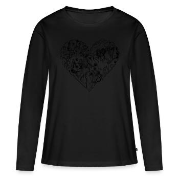 Chien Coeur Chien Amour - T-shirt manches longues Premium bio Femme - noir - Devant - Julia (174cm)