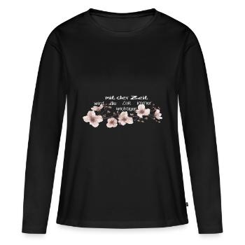 mit der zeit wird zeit immer wichtiger - Frauen Premium Bio Langarmshirt - Schwarz - Vorne - Julia (174cm)