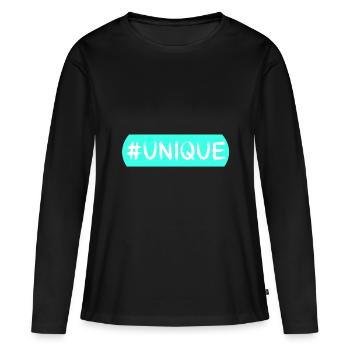#Unique, Einzigartig, Besonders, Social,Hashtag - Frauen Premium Bio Langarmshirt - Schwarz - Vorne - Julia (174cm)
