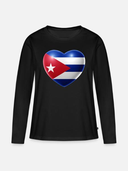 Herz (Kuba / Cuba) - Frauen Premium Bio Langarmshirt - Schwarz