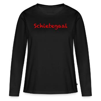 schietegaal Ostfrieslandsprüche Plattdeutsch - Frauen Premium Bio Langarmshirt - Schwarz - Vorne - Julia (174cm)