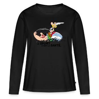 Asterix und Obelix schwimmen mit Idéfix - Frauen Premium Bio Langarmshirt - Schwarz - Vorne - Julia (174cm)
