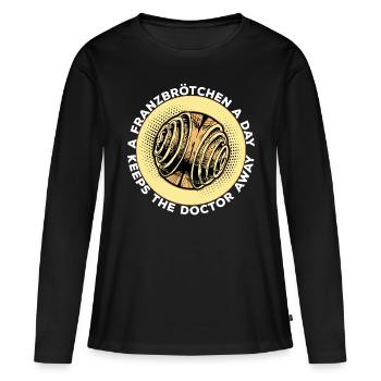 Franzbrötchen Hamburg Hamburch Gebäck Souvenir - Frauen Premium Bio Langarmshirt - Schwarz - Vorne - Julia (174cm)