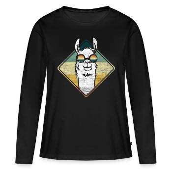 Lama Llama Alpaga - T-shirt manches longues Premium bio Femme - noir - Devant - Julia (174cm)