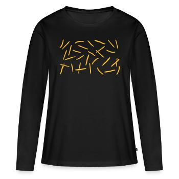 Échantillon Français Fries Rain - T-shirt manches longues Premium bio Femme - noir - Devant - Julia (174cm)