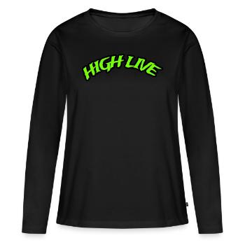 HIGH LIVE - Frauen Premium Bio Langarmshirt - Schwarz - Vorne - Julia (174cm)