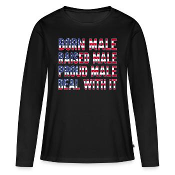 Homme né mâle élevé - T-shirt manches longues Premium bio Femme - noir - Devant - Julia (174cm)