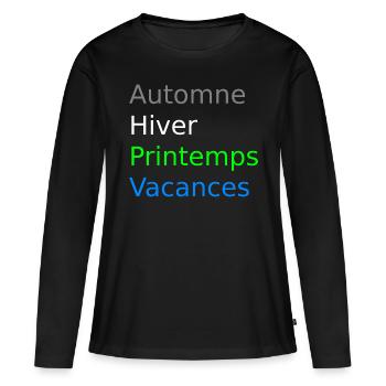 Automne hiver printemps vacances - T-shirt manches longues Premium bio Femme - noir - Devant - Julia (174cm)