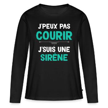 Je Peux Pas Courir Je Suis Une Sirène Humour - T-shirt manches longues Premium bio Femme - noir - Devant - Julia (174cm)