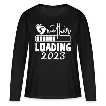 Mama loading 2023, werdende Mutter 2023 - Frauen Premium Bio Langarmshirt - Schwarz - Vorne - Julia (174cm)