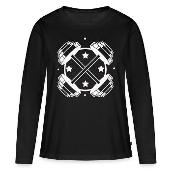 Musculation - Haltérophilie Fitness Workout Gym - T-shirt manches longues Premium bio Femme - noir - Devant - Julia (174cm)
