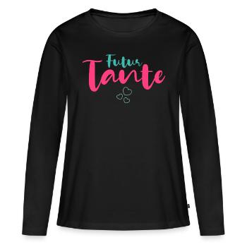 Futur tante - T-shirt manches longues Premium bio Femme - noir - Devant - Julia (174cm)