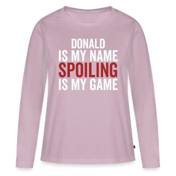 Donald est mon nom Spoiling est mon jeu - T-shirt manches longues Premium bio Femme - rose poudré - Devant - Julia (174cm)