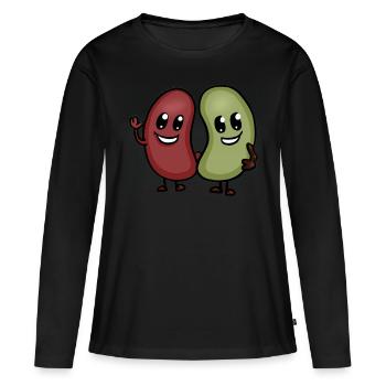 Haricots petits, petits haricots de dessins animés drôles - T-shirt manches longues Premium bio Femme - noir - Devant - Julia (174cm)