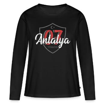 Antalya - T-shirt manches longues Premium bio Femme - noir - Devant - Julia (174cm)