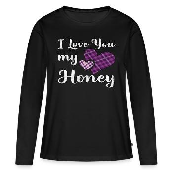 Valentinstag - Jahrestag - Verliebte Paare - Frauen Premium Bio Langarmshirt - Schwarz - Vorne - Julia (174cm)