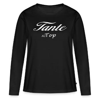 Tante Au Top Idée Cadeau - T-shirt manches longues Premium bio Femme - noir - Devant - Julia (174cm)