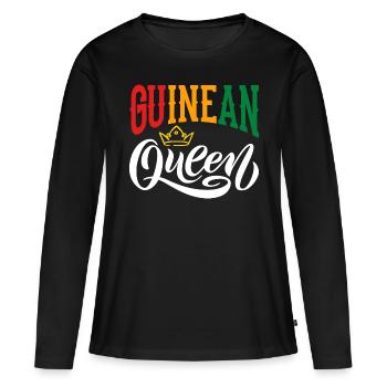 Reine de Guinée Guinée Drapeau de Guinée - T-shirt manches longues Premium bio Femme - noir - Devant - Julia (174cm)