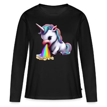 Rainbow sneezing unicorn allergy sufferer - Women's Premium Organic Long Sleeve Shirt - black - Front - Julia (174cm)