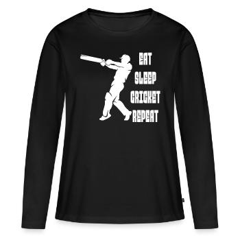 Cricket Cricket Équipe de Cricket Équipe de Cricket - T-shirt manches longues Premium bio Femme - noir - Devant - Julia (174cm)